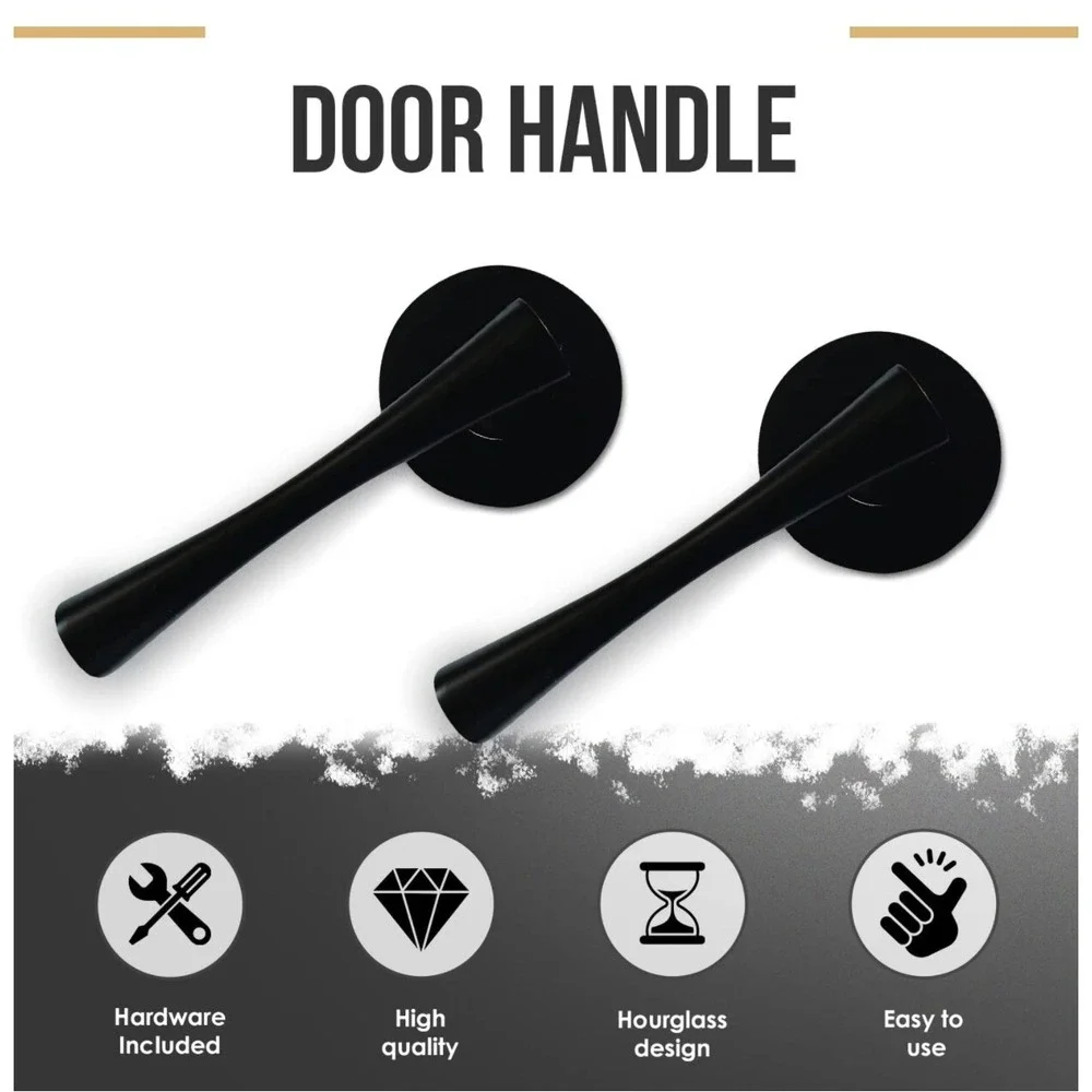 Door Handle Set - No Lock Set‎ - Interior Passage Door Lever - Black